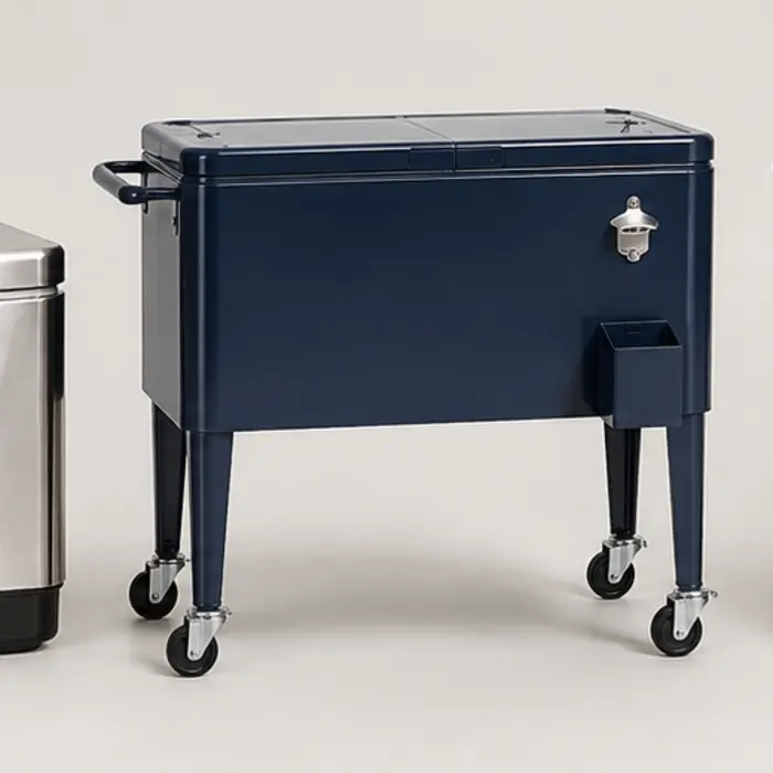 Powder coated metal patio cooler cart