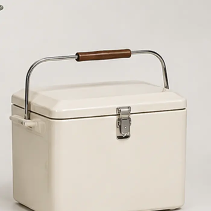 Cream tabletop metal cooler